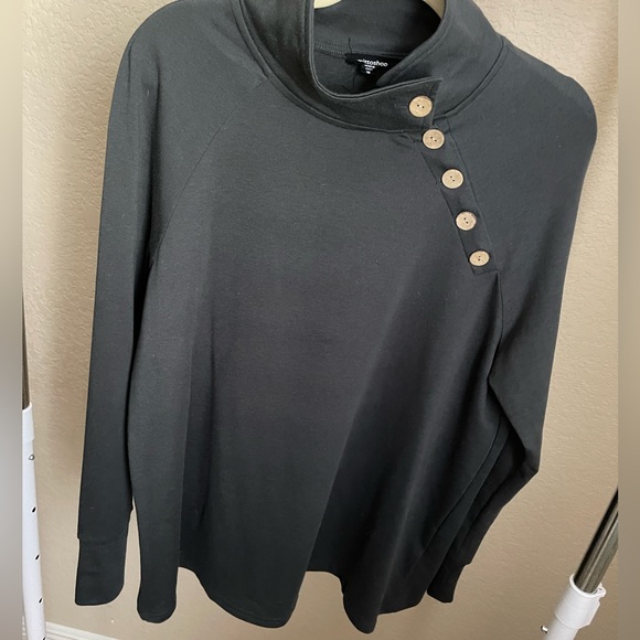 Mittoshop  M (fits as L/XL) oversized lightweight gray sweater w/ button detail - Picture 2 of 9